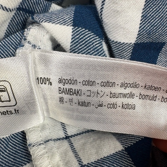 Zara Boys Navy and White Checkered Long Sleeve Flannel Shirt. - Picture 4 of 8